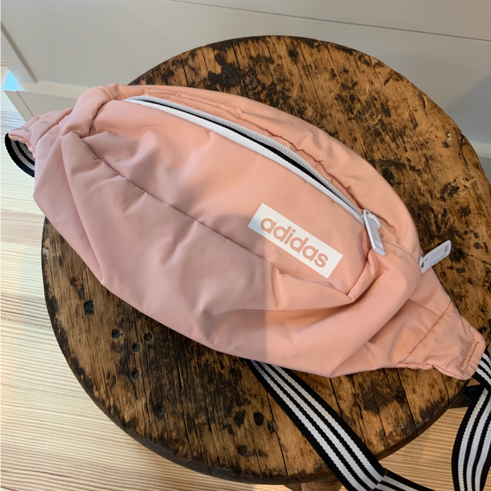 Adidas Core Waist Pack in Glow Pink, White, and Black